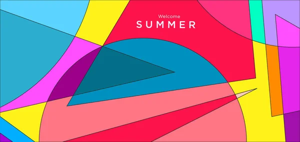 Colorful Abstract Geometric Background Summer Banner — ストックベクタ