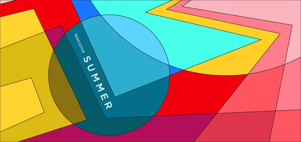 Kolorowe Abstrakcyjne Geometryczne Tło Dla Letniego Transparentu — Wektor stockowy