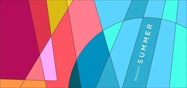 Colorful Abstract Geometric Background Summer Banner — ストックベクタ