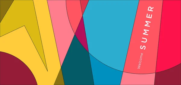 Colorful Abstract Geometric Background Summer Banner — ストックベクタ