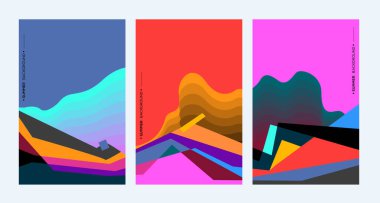 parlak soyut geometrik şekiller, üç çizgili, uzay afişini kopyala