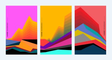 parlak soyut geometrik şekiller, üç çizgili, uzay afişini kopyala