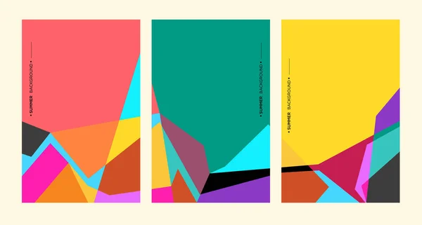 Formes Géométriques Abstraites Lumineuses Triptyque Bannière Espace Copie — Image vectorielle