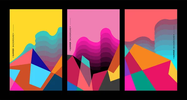 Mise Page Abstraite Colorée Triptyque Fond Créatif — Image vectorielle