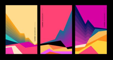 Renkli soyut geometrik arkaplan çizimi, Üçlü yaratıcı kapak