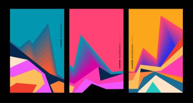 Renkli soyut geometrik arkaplan çizimi, Üçlü yaratıcı kapak