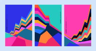 parlak soyut geometrik arkaplan çizimi, Triptych broşürü ayarlar