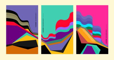 soyut parlak sanat, geometrik şekiller, Triptych yaratıcı kapak