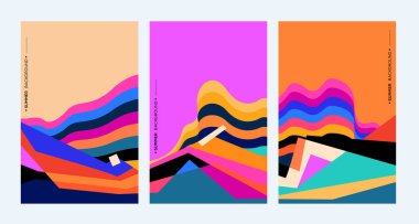 Üçlü geometrik arkaplan çizimi, broşürü ayarla