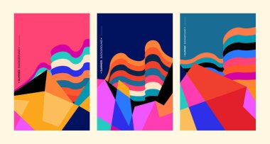 Üçlü geometrik arkaplan çizimi, broşürü ayarla