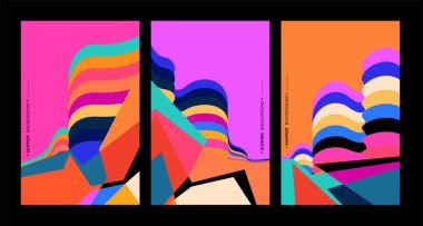 Üçlü geometrik arkaplan çizimi, broşürü ayarla