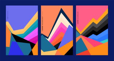 Üçlü çizim vektör çizimi, renkli soyut geometrik arkaplan