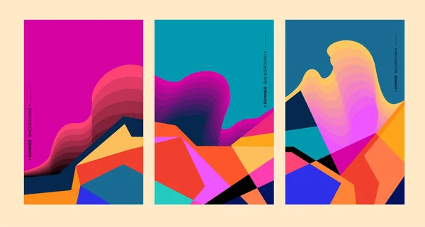 Illustration Abstraite Colorée Fond Géométrique Couverture Créative Triptyque — Image vectorielle
