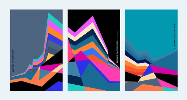 Couverture Créative Triptyque Art Abstrait Coloré Formes Géométriques — Image vectorielle