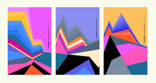 Illustration Abstraite Lumineuse Fond Géométrique Triptyque Set Brochure — Image vectorielle
