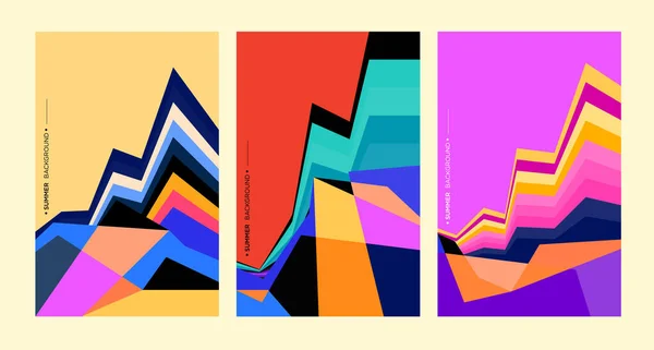 Art Abstrait Numérique Formes Géométriques Couverture Créative Triptyque — Image vectorielle