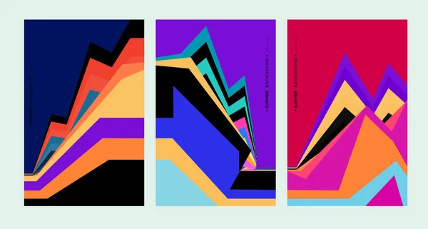 Abstrait Art Brillant Formes Géométriques Triptyque Couverture Créative — Image vectorielle