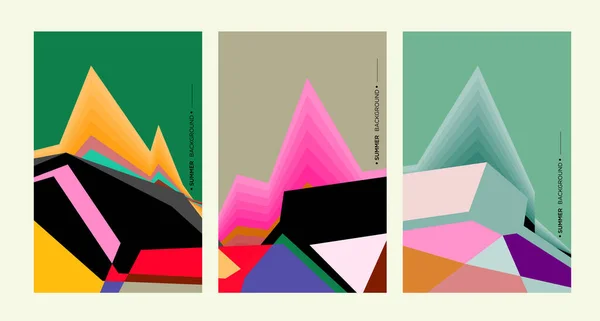 Formes Géométriques Lumineuses Abstraites Couverture Créative Triptyque — Image vectorielle