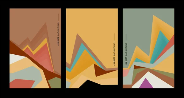 Illustration Vectorielle Triptyque Fond Géométrique Abstrait Coloré — Image vectorielle