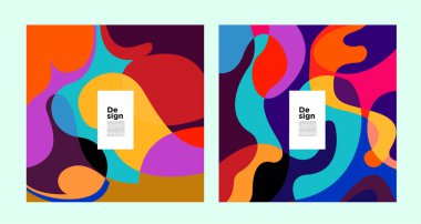 poster çerçeveleri, parlak soyut dijital sanat, kopyalama alanı için renkli arkaplan