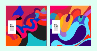 poster çerçeveleri, parlak soyut dijital sanat, kopyalama alanı için renkli arkaplan