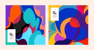 poster çerçeveleri, parlak soyut dijital sanat, kopyalama alanı için renkli arkaplan