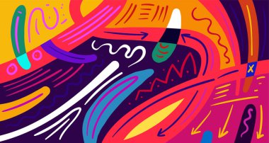 Soyut şekiller, geometrik çizgileri olan gradyan dalgalar, kopyalama alanı için renkli soyut ve parlak arkaplan 