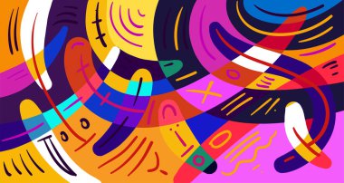 Soyut şekiller, geometrik çizgileri olan gradyan dalgalar, kopyalama alanı için renkli soyut ve parlak arkaplan 