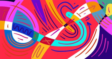 Renkli grafik eğri şekilleri. Kopyalama alanı için desen arkaplanı