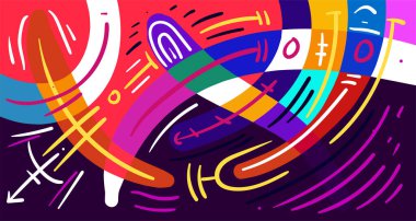 Soyut şekiller, geometrik çizgileri olan gradyan dalgalar, kopyalama alanı için renkli soyut ve parlak arkaplan 