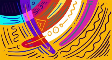 Renkli grafik eğri şekilleri. Kopyalama alanı için desen arkaplanı