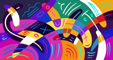 Soyut şekiller, geometrik çizgileri olan gradyan dalgalar, kopyalama alanı için renkli soyut ve parlak arkaplan 