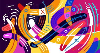 Renkli grafik eğri şekilleri. Kopyalama alanı için desen arkaplanı