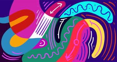 Soyut şekiller, geometrik çizgileri olan gradyan dalgalar, kopyalama alanı için renkli soyut ve parlak arkaplan 