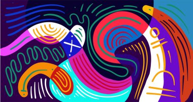 Parlak kıvrımlı şekiller. Kopya alanı için Endonezya desen arkaplanı