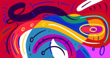 Soyut şekiller, geometrik çizgileri olan gradyan dalgalar, kopyalama alanı için renkli soyut ve parlak arkaplan 