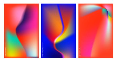 Çerçevelerdeki renkli soyut şekiller, kopyalama alanı için üç parçalı pankart şablonu