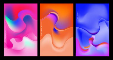 Çerçevelerdeki renkli soyut şekiller, kopyalama alanı için üç parçalı pankart şablonu