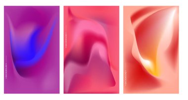 Çerçevelerdeki renkli soyut şekiller, kopyalama alanı için üç parçalı pankart şablonu