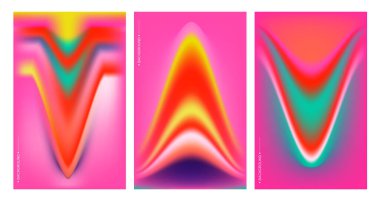 Çerçevelerdeki renkli soyut şekiller, kopyalama alanı için üç parçalı pankart şablonu