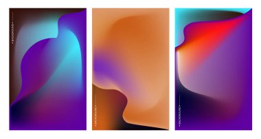 Çerçevelerdeki renkli soyut şekiller, kopyalama alanı için üç parçalı pankart şablonu