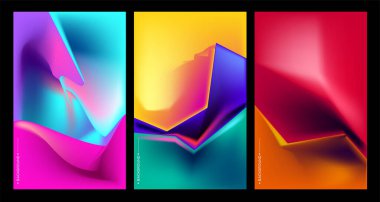 Çerçevelerdeki renkli soyut şekiller, vektör pankartı şablonu.