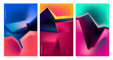 Çerçevelerdeki renkli soyut şekiller, vektör pankartı şablonu.