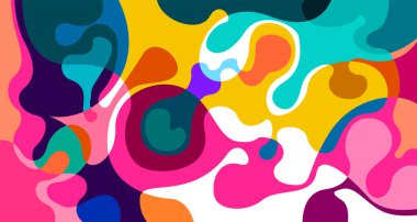 Soyut sıvı şekil. Sıvı geometrik tasarım. Geometrik çizgiler, noktalar, batik Endonezya desenli izole eğimli dalgalar. Vektör illüstrasyon tasarımı.