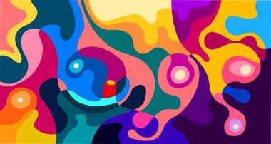 Soyut sıvı şekil. Sıvı geometrik tasarım. Geometrik çizgiler, noktalar, batik Endonezya desenli izole eğimli dalgalar. Vektör illüstrasyon tasarımı.