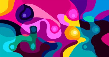 Soyut sıvı şekil. Sıvı geometrik tasarım. Geometrik çizgiler, noktalar, batik Endonezya desenli izole eğimli dalgalar. Vektör illüstrasyon tasarımı.