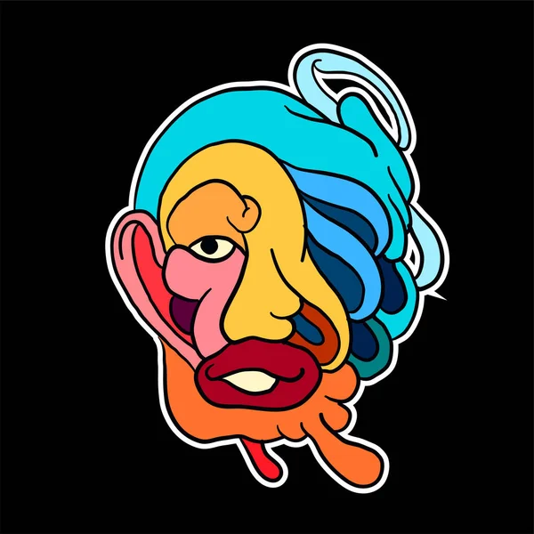 Sticker Colorful Doodle Cartoon Vector Illustration Head Mask Evil Ghost — 스톡 벡터