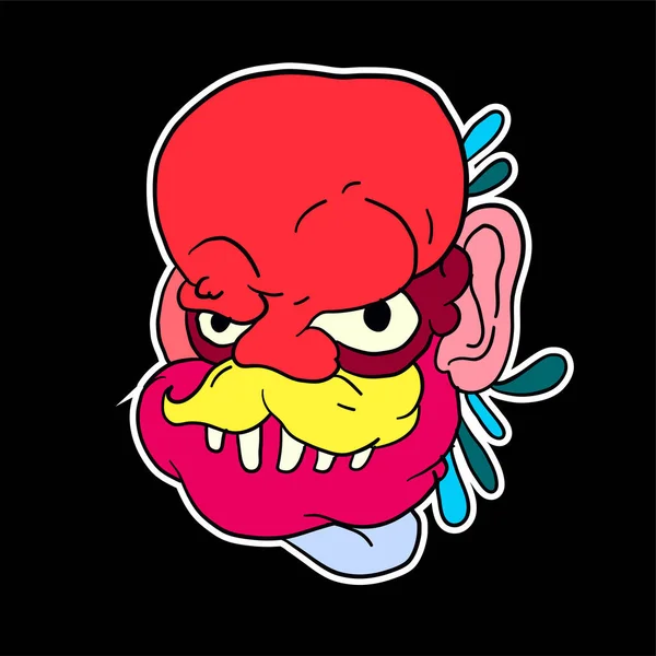Sticker Colorful Doodle Cartoon Vector Illustration Head Mask Evil Ghost — Διανυσματικό Αρχείο