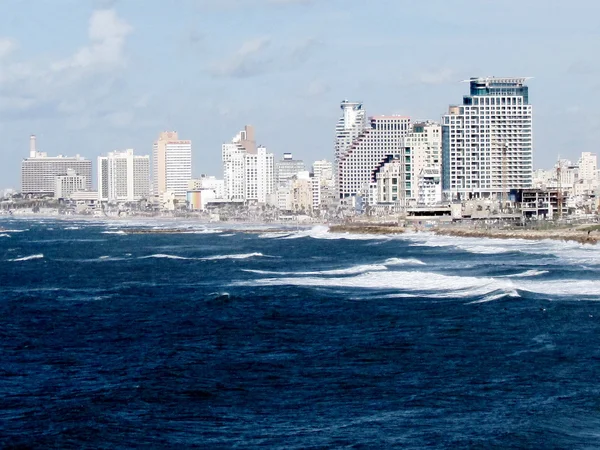 Jaffa view of the stormy sea off the coast of Tel Aviv 2012 — Stock Photo, Image