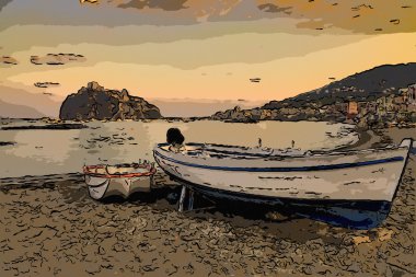 Aragonca Kalesi (Ischia Adası İtalya) görünümünden beach eski priso
